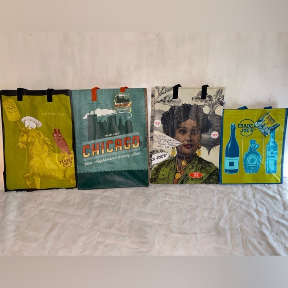 NEW! NWT New Trader Joe’s Eco Reusable Shopping Bags-set of 4 - Picture 3 of 16